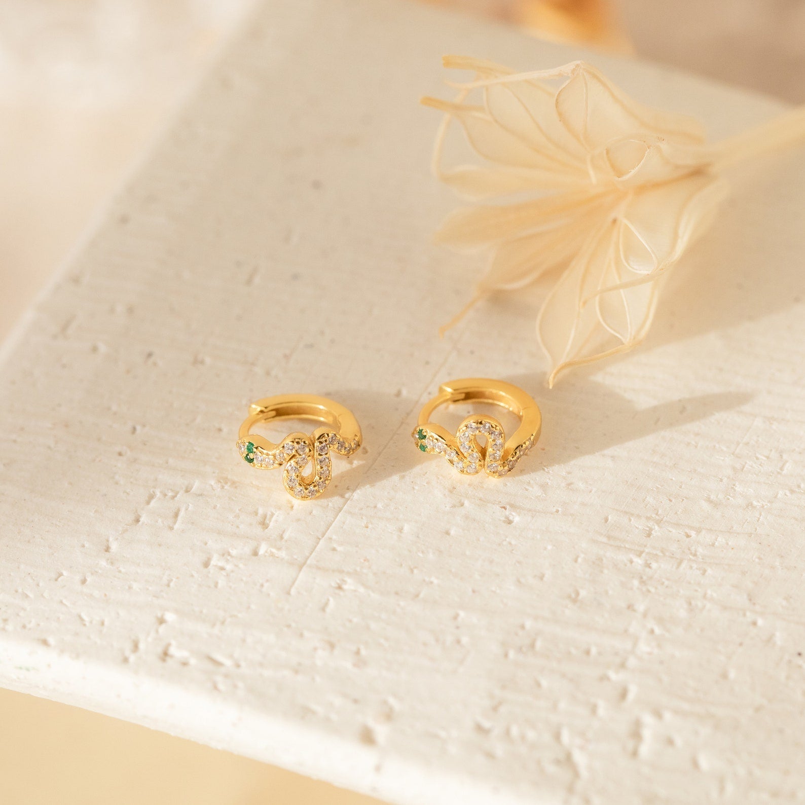 Edgy Elegance: Cobra Snake Huggie Hoops 18K Gold